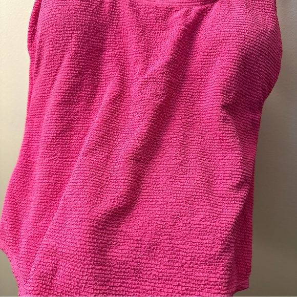 Textured Pink Bikini Cut One Piece Swim Suit - Picture 4 of 7